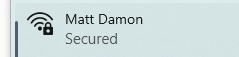 Wi-Fi hotspot settings showing an access point named Matt Damon