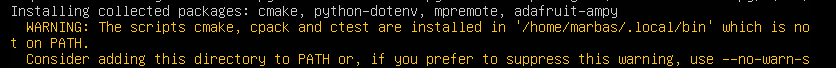 pip warning that installed scripts are not on PATH