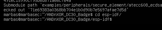 Terminal output of cloning the esp-idf v4.2 repository
