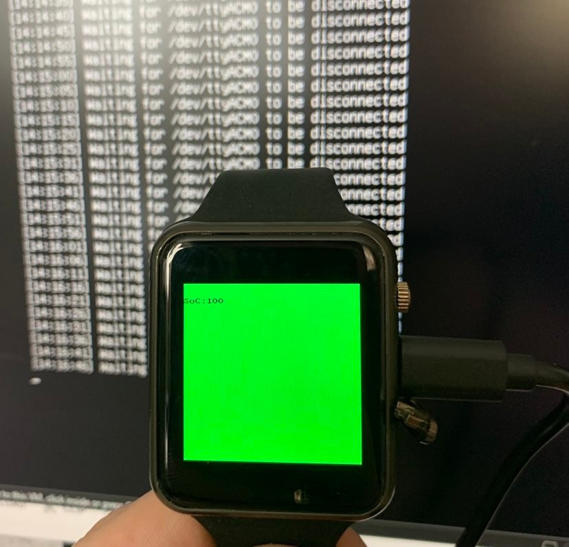 The Chomper watch showing its charged status screen