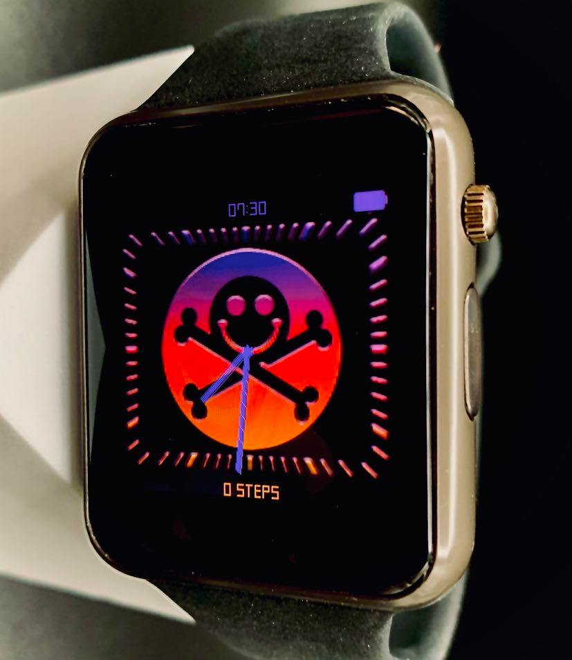 The finished AND!XOR Chomper hacker smartwatch up and running