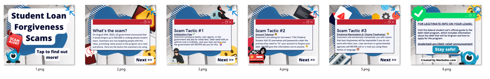 Avoid Student Loan Forgiveness Scams infographic banner from the social media formatted image gallery