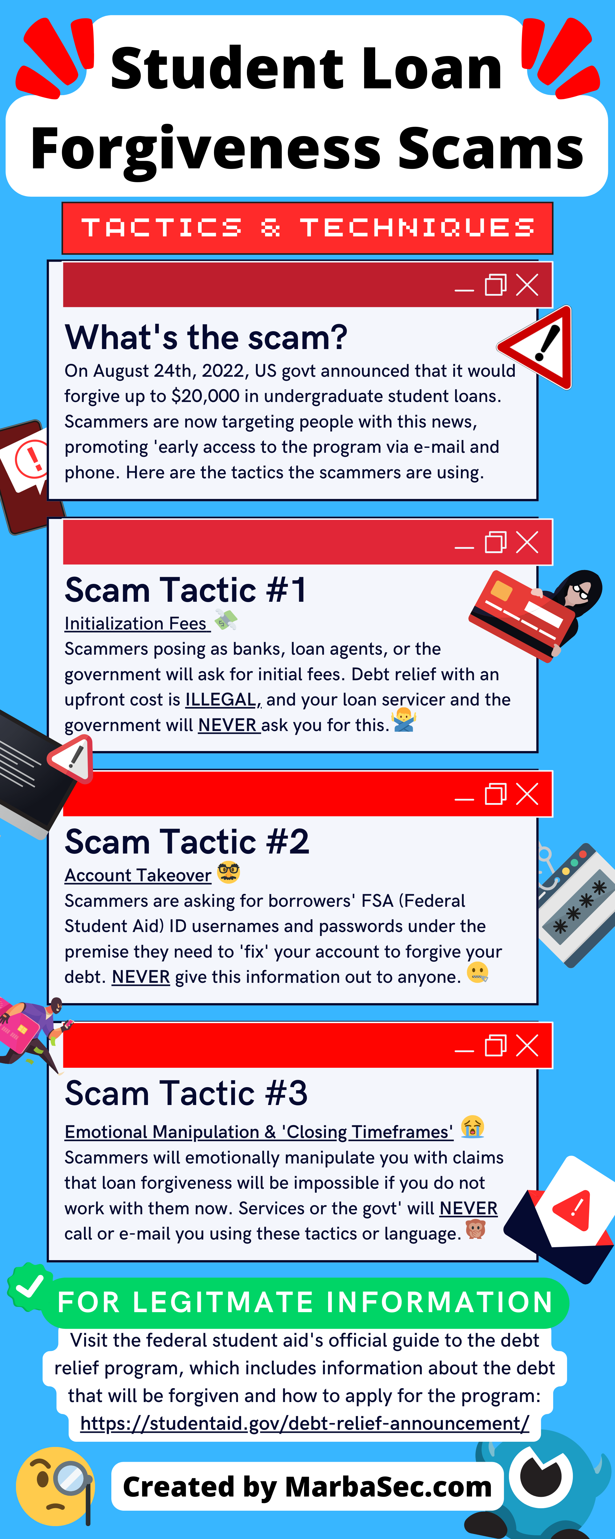 Avoid Student Loan Forgiveness Scams poster infographic